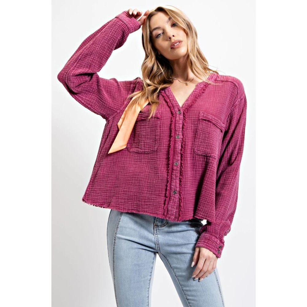 Mineral Washed Cotton Gauze Shirt - Regular Size